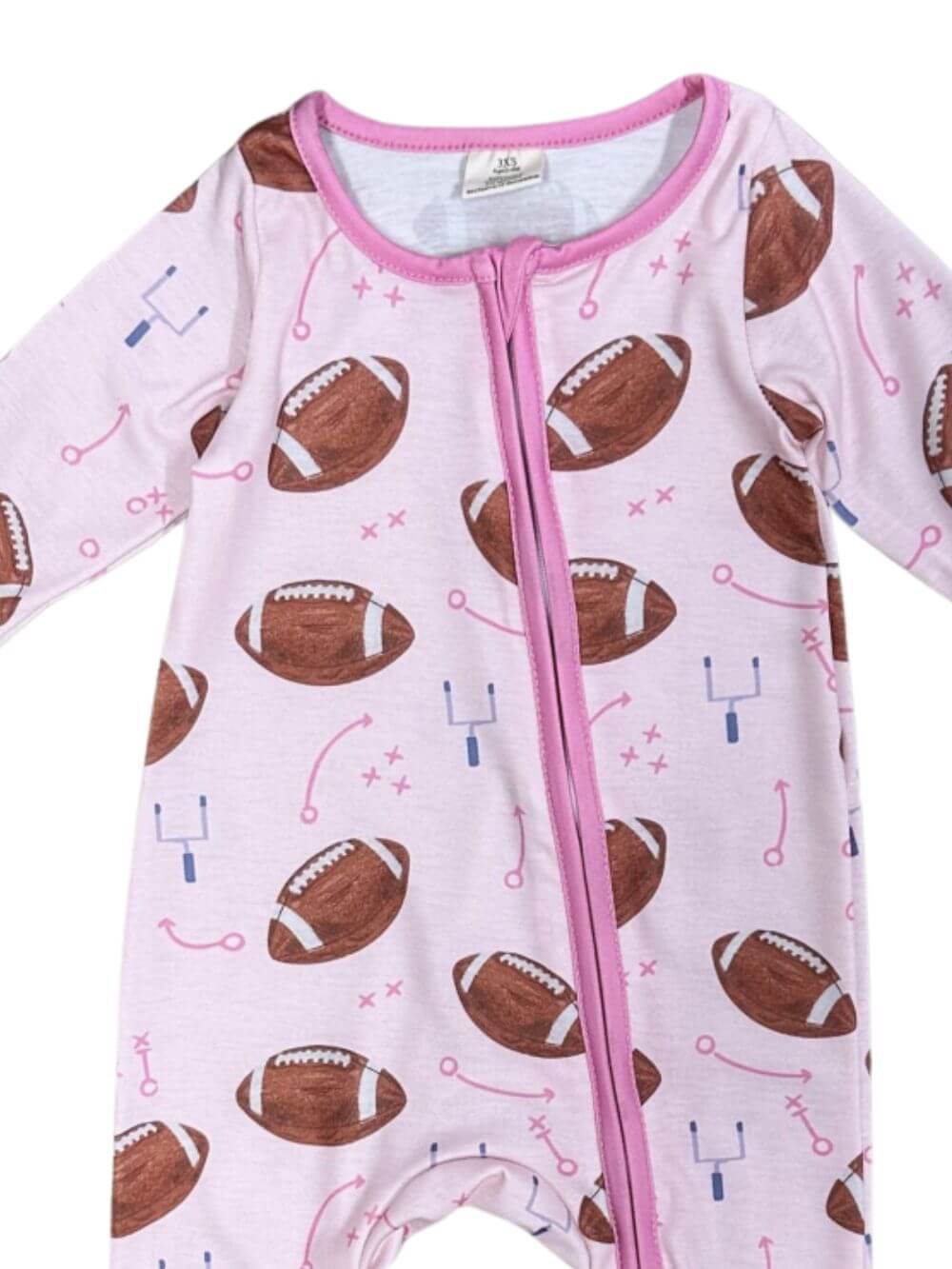 Tiny Tailgater Pink Girls Football Baby Romper - Sydney So Sweet