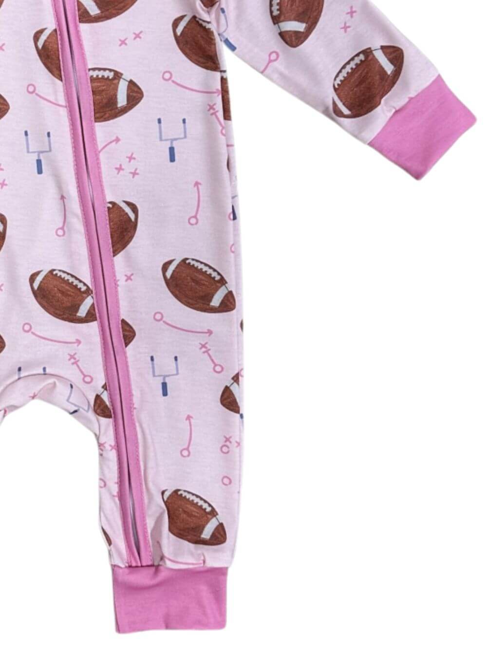 Tiny Tailgater Pink Girls Football Baby Romper - Sydney So Sweet