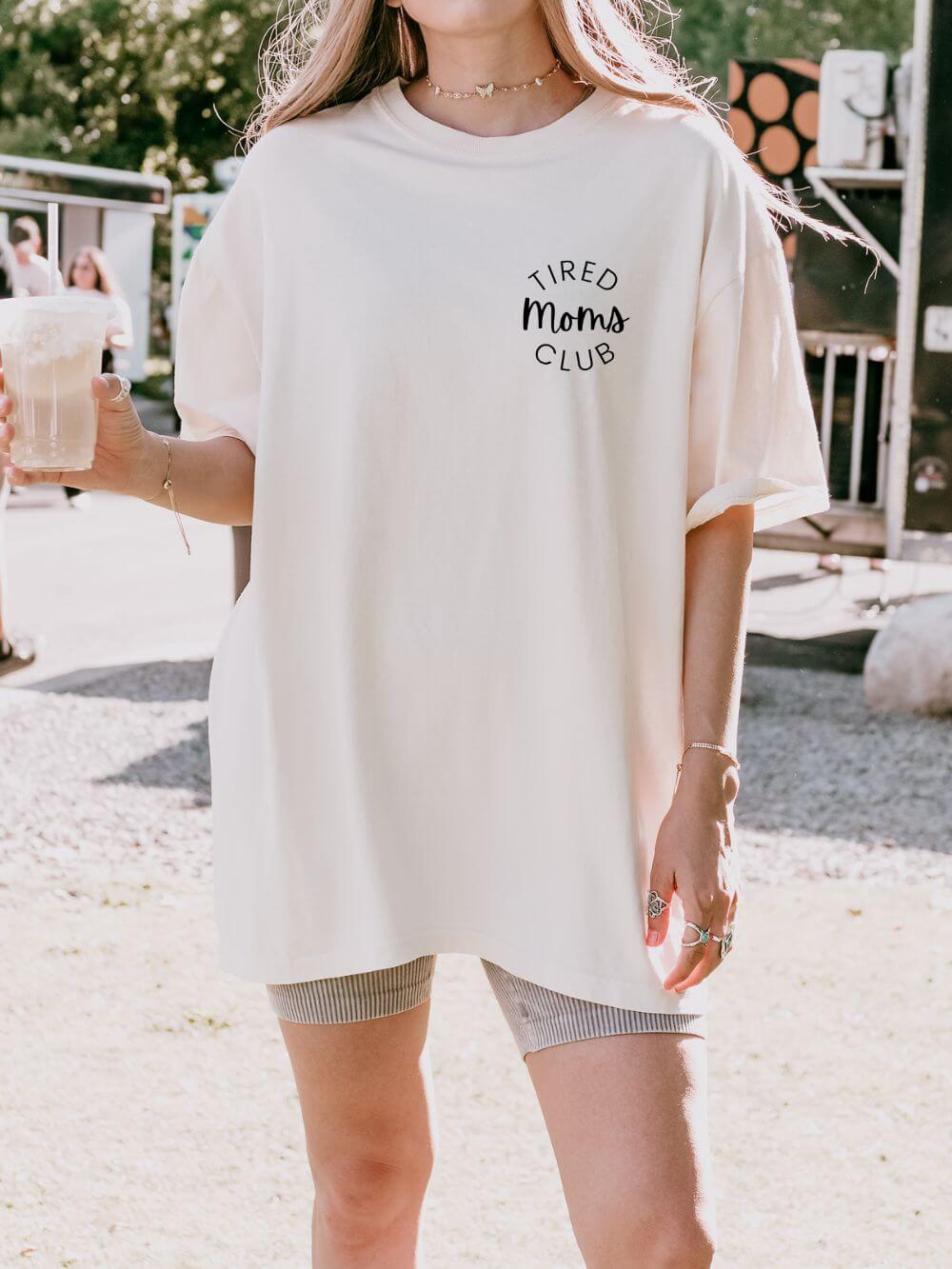 Tired Moms Club Embroidered Tee Comfort Colors Short Sleeve Graphic T-Shirt - Sydney So Sweet