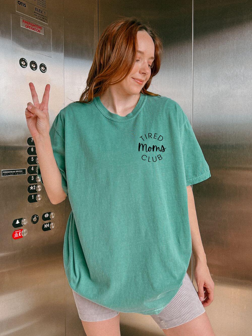 Tired Moms Club Embroidered Tee Comfort Colors Short Sleeve Graphic T-Shirt - Sydney So Sweet