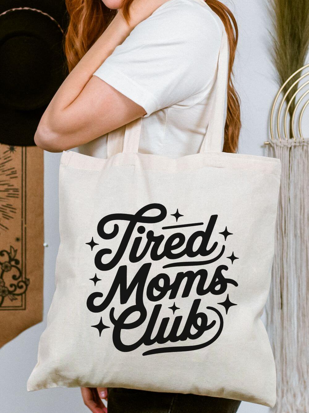 Tired Moms Club Cotton Canvas Grocery & Everyday Tote Bag