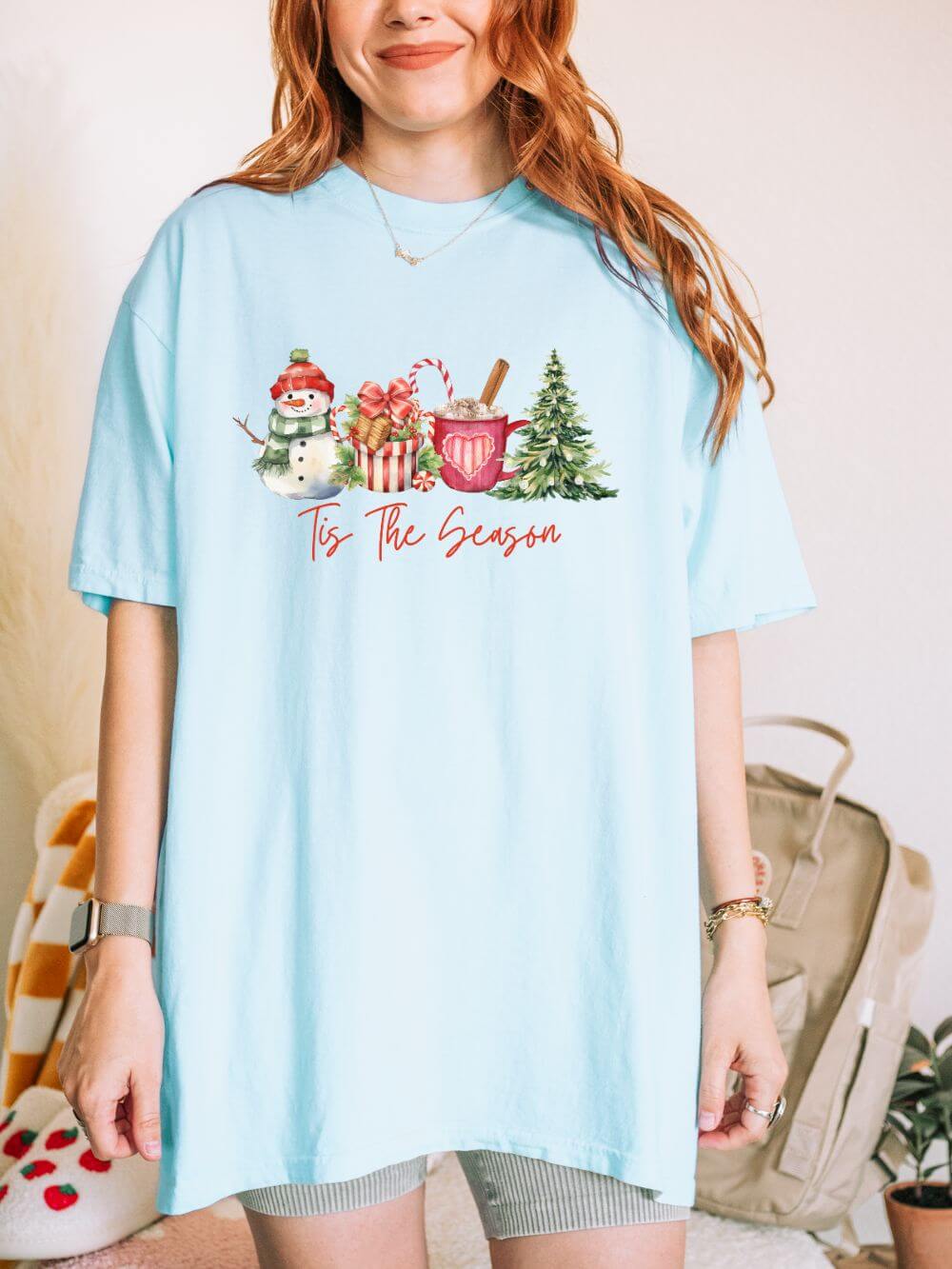 Tis the Season Holiday Tee Vintage Charm Christmas Snowman T-Shirt - Sydney So Sweet