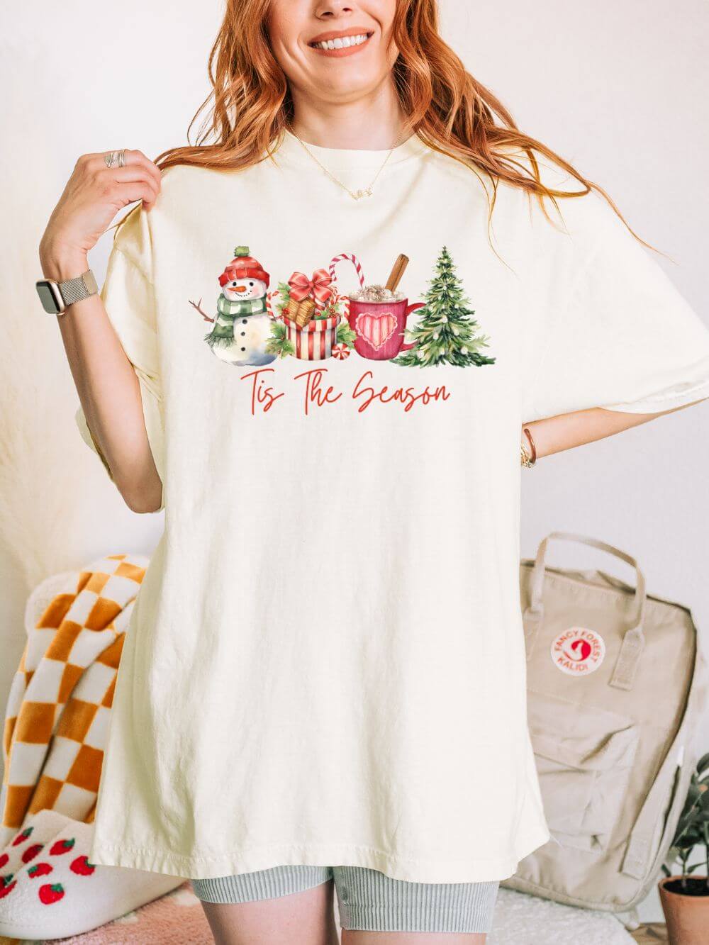 Tis the Season Holiday Tee Vintage Charm Christmas Snowman T-Shirt - Sydney So Sweet