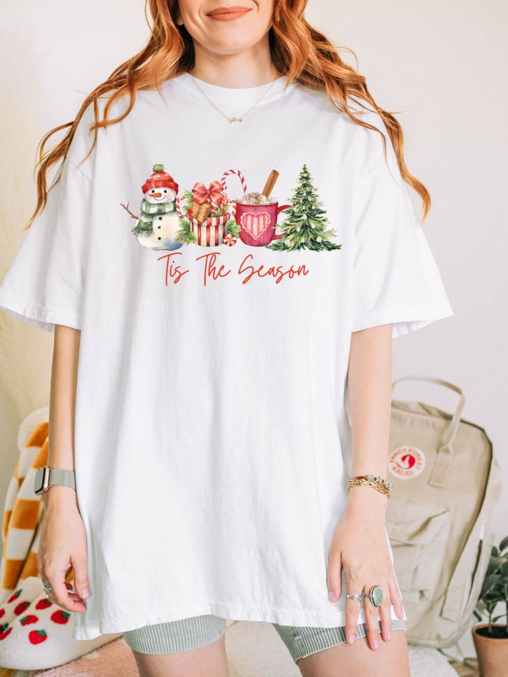 Tis the Season Holiday Tee Vintage Charm Christmas Snowman T-Shirt - Sydney So Sweet
