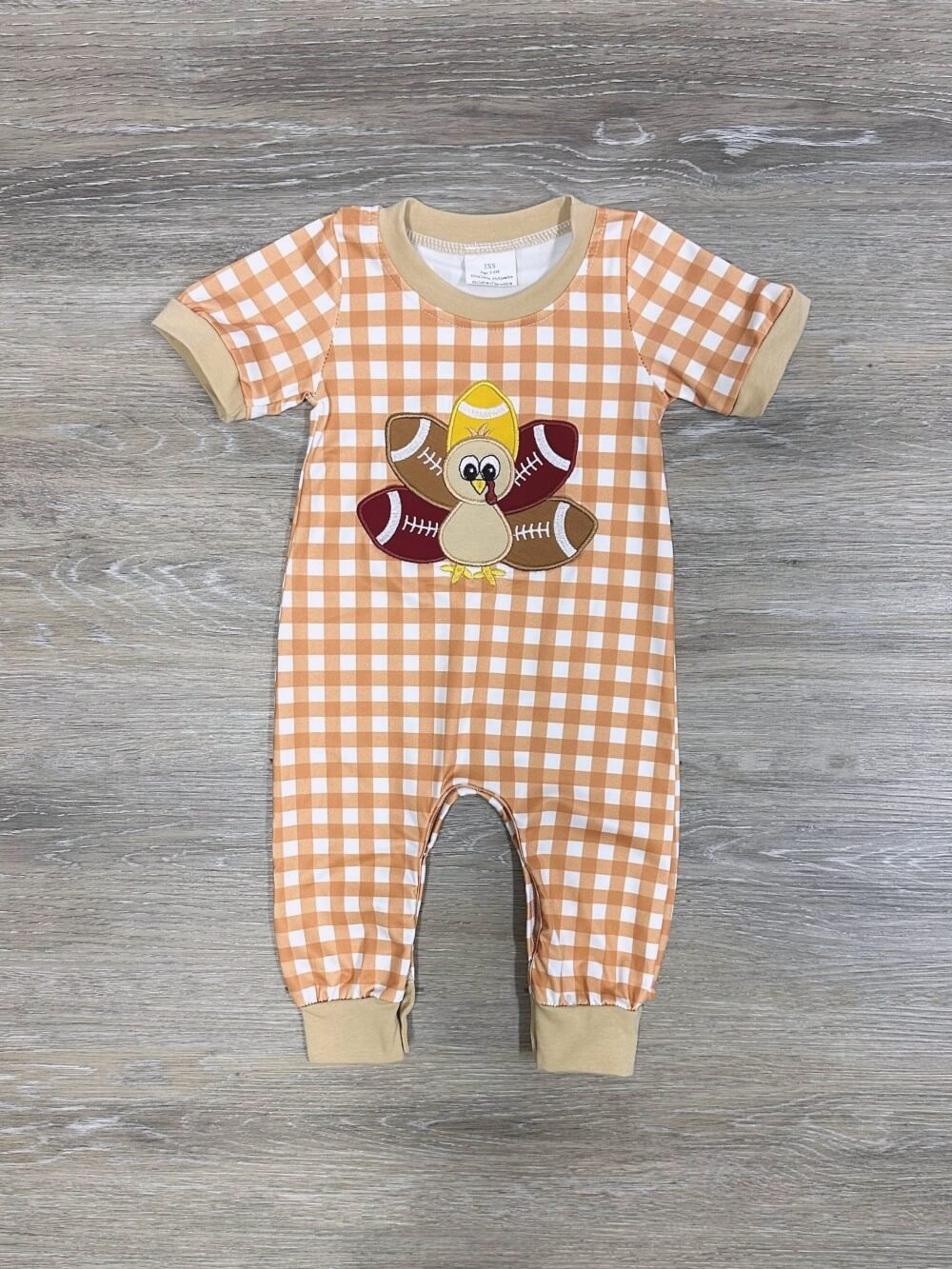 Touchdown Turkey Boys Thanksgiving & Football Baby Romper - Sydney So Sweet