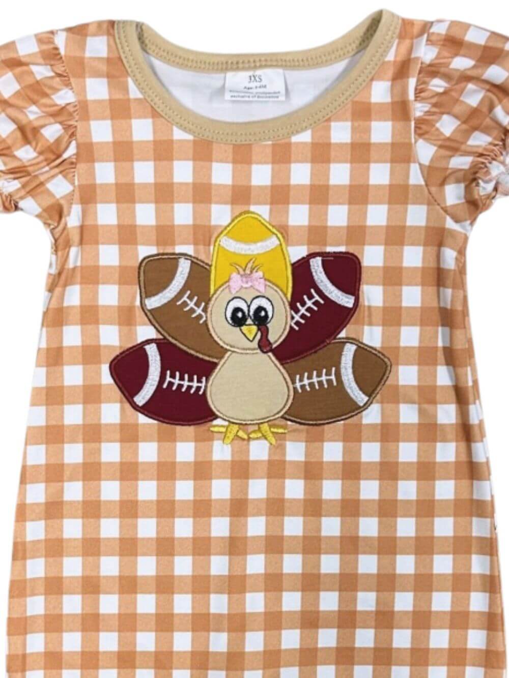 Touchdown Turkey Girls Thanksgiving & Football Baby Romper - Sydney So Sweet