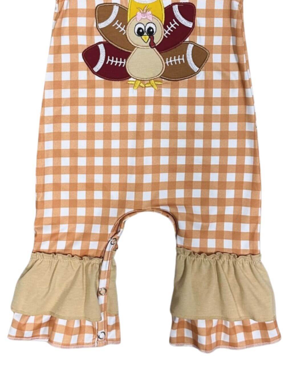 Touchdown Turkey Girls Thanksgiving & Football Baby Romper - Sydney So Sweet