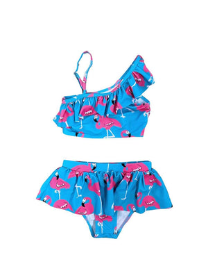 Tropical Flamingos 2 Piece Girls Skirted Swimsuit Set - Sydney So Sweet
