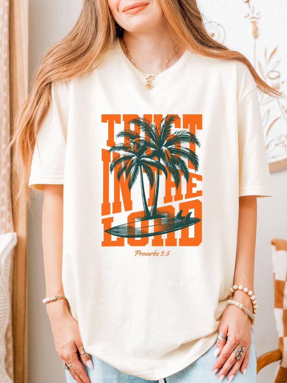 Trust in the Lord Palm Trees T-Shirt Summer Christian Faith Tee