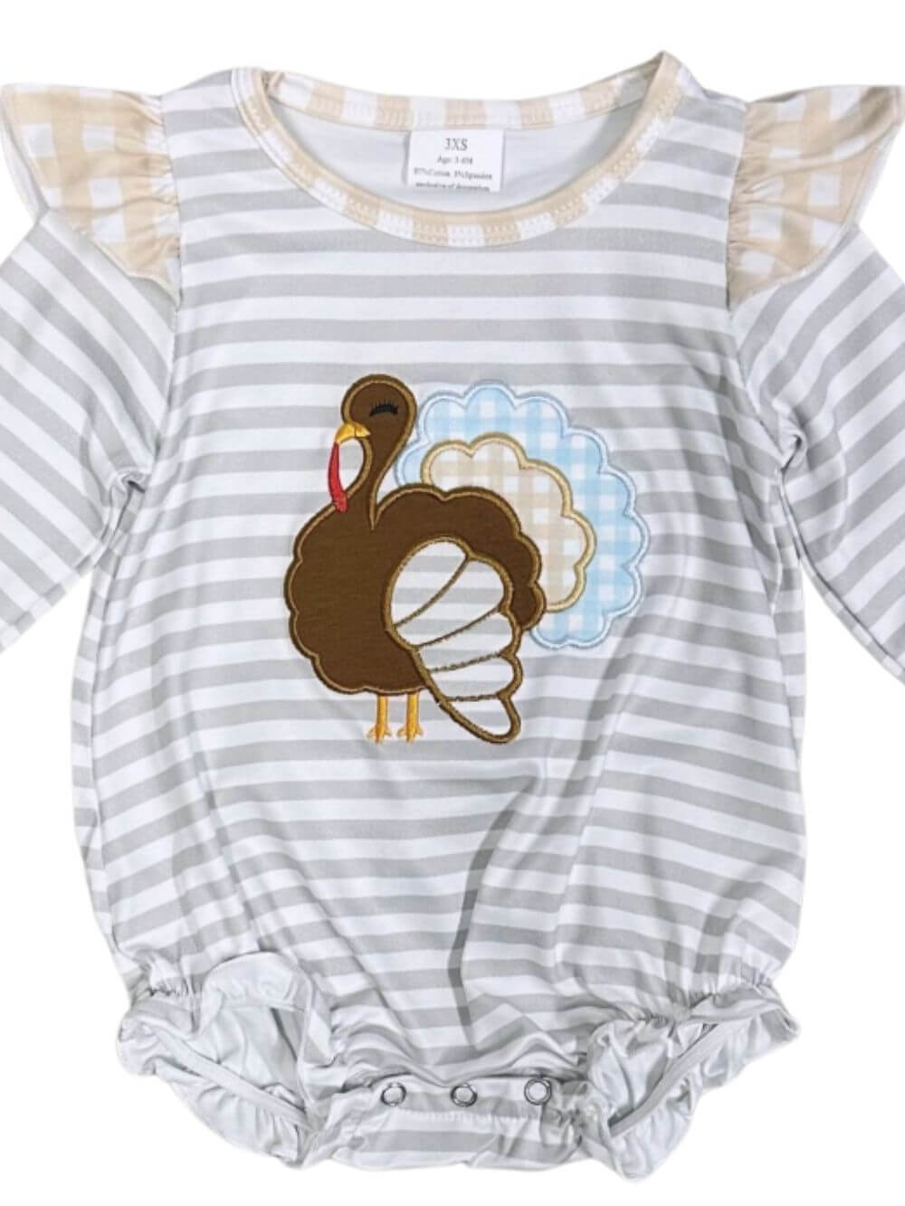 Turkey Snuggles Girls Thanksgiving Baby Bubble Romper - Sydney So Sweet