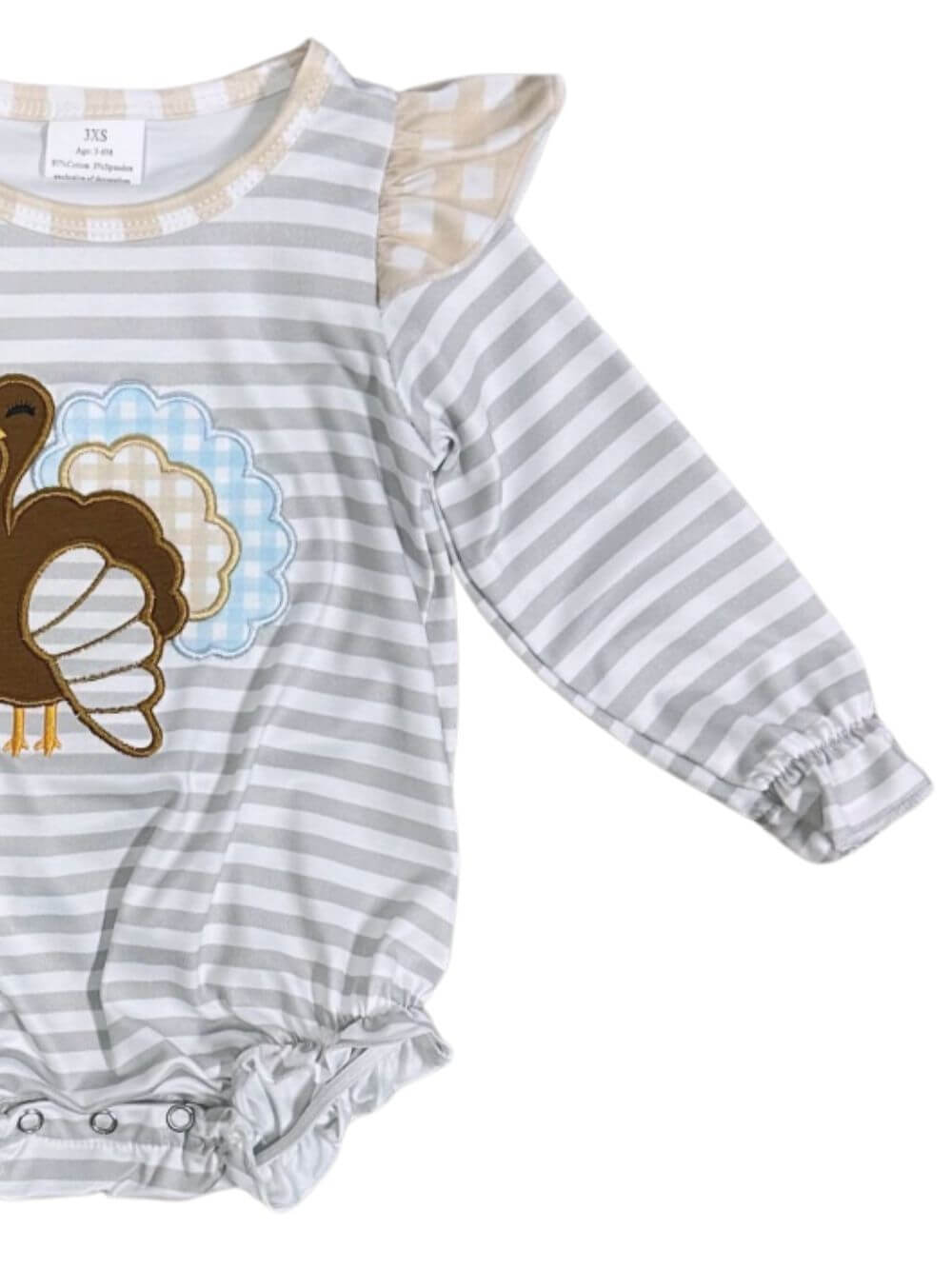 Turkey Snuggles Girls Thanksgiving Baby Bubble Romper - Sydney So Sweet