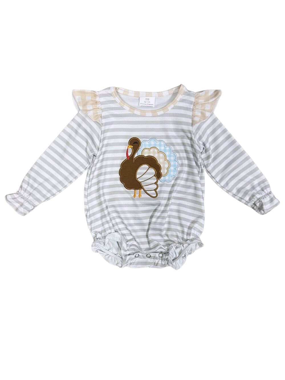 Turkey Snuggles Girls Thanksgiving Baby Bubble Romper - Sydney So Sweet