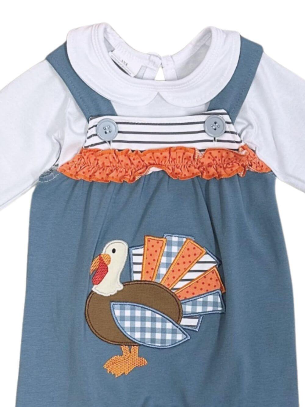 Turkey Time Blue Baby Ruffle Jumper Set - Sydney So Sweet