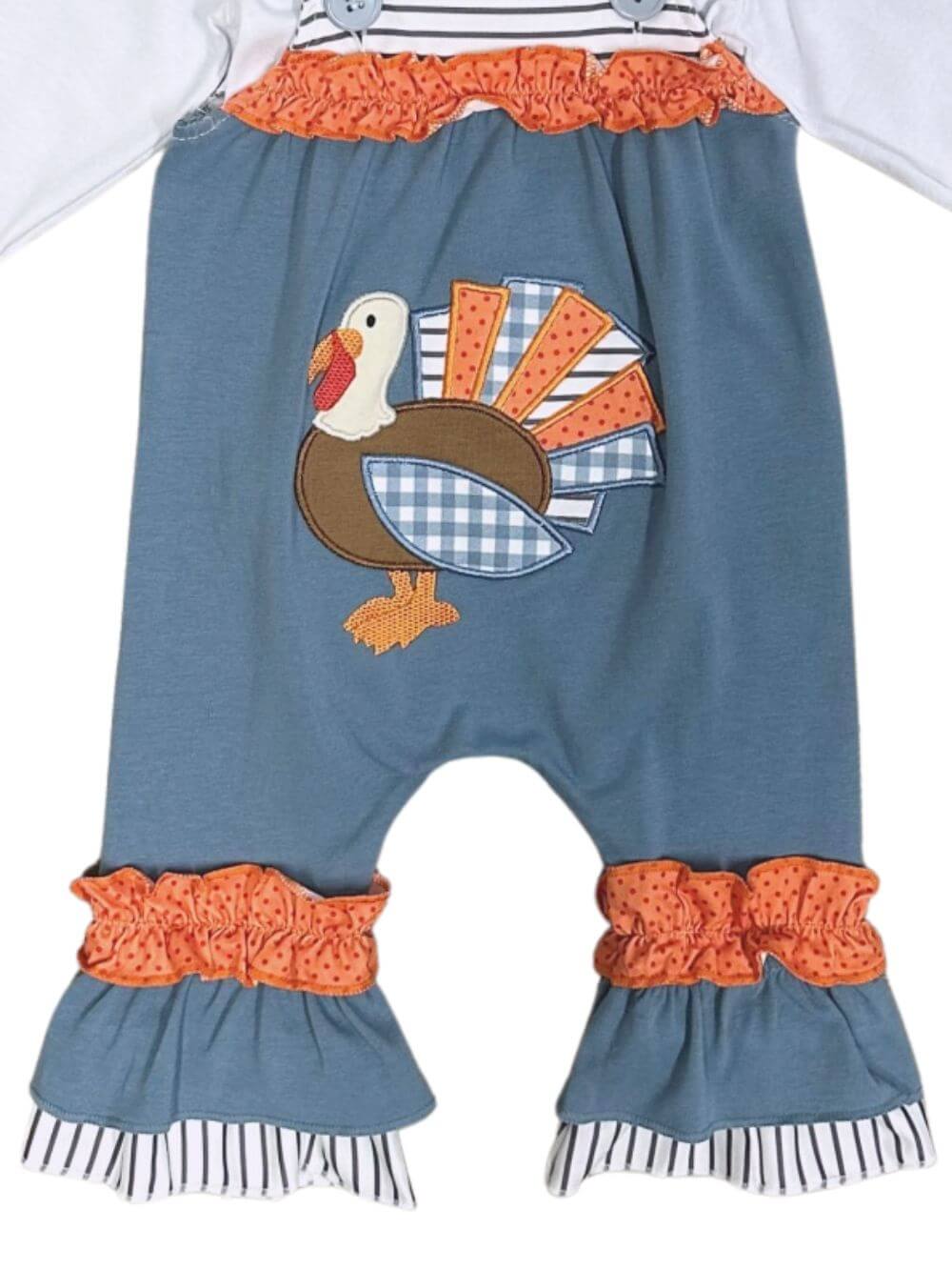 Turkey Time Blue Baby Ruffle Jumper Set - Sydney So Sweet