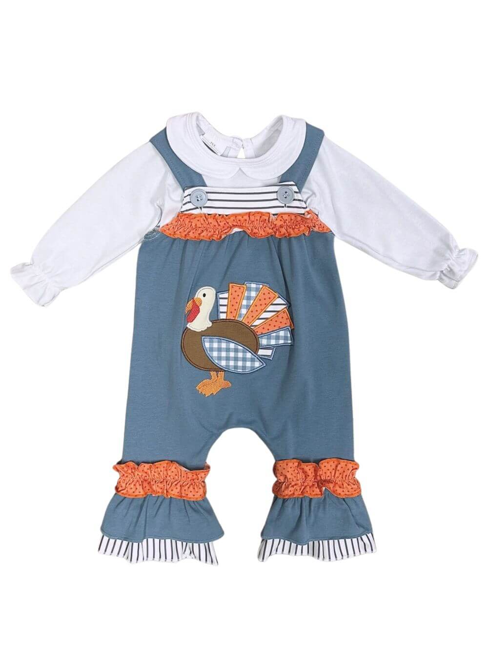 Turkey Time Blue Baby Ruffle Jumper Set - Sydney So Sweet