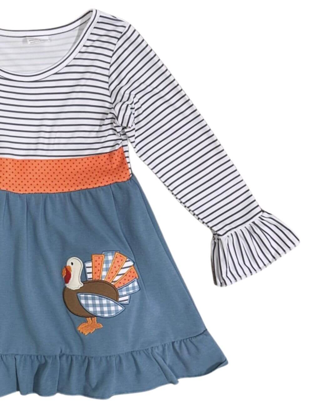 Turkey Time Blue Striped Twirl Dress - Sydney So Sweet