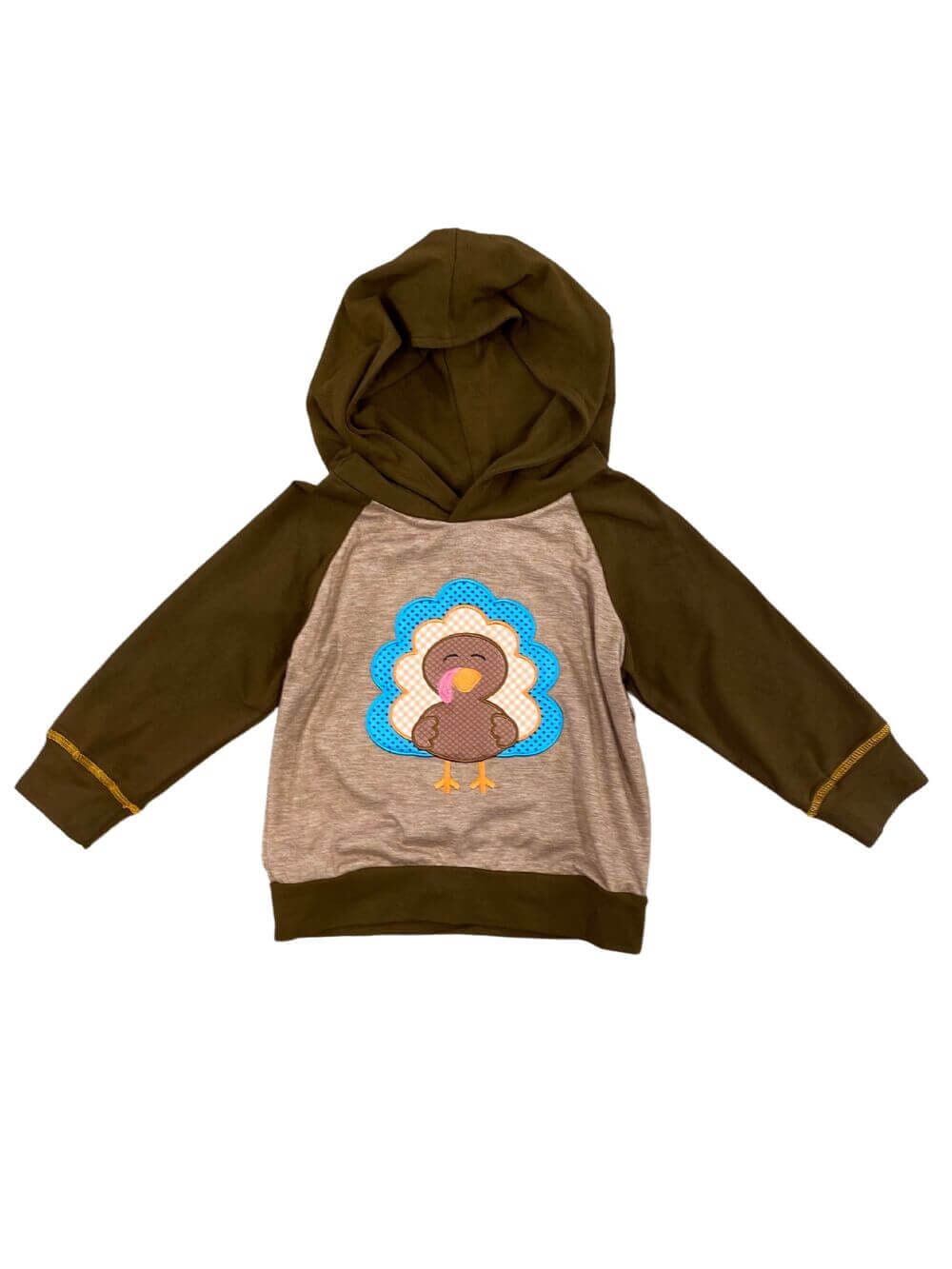 Turkey Time Brown Boys Raglan Hoodie Sweatshirt - Sydney So Sweet