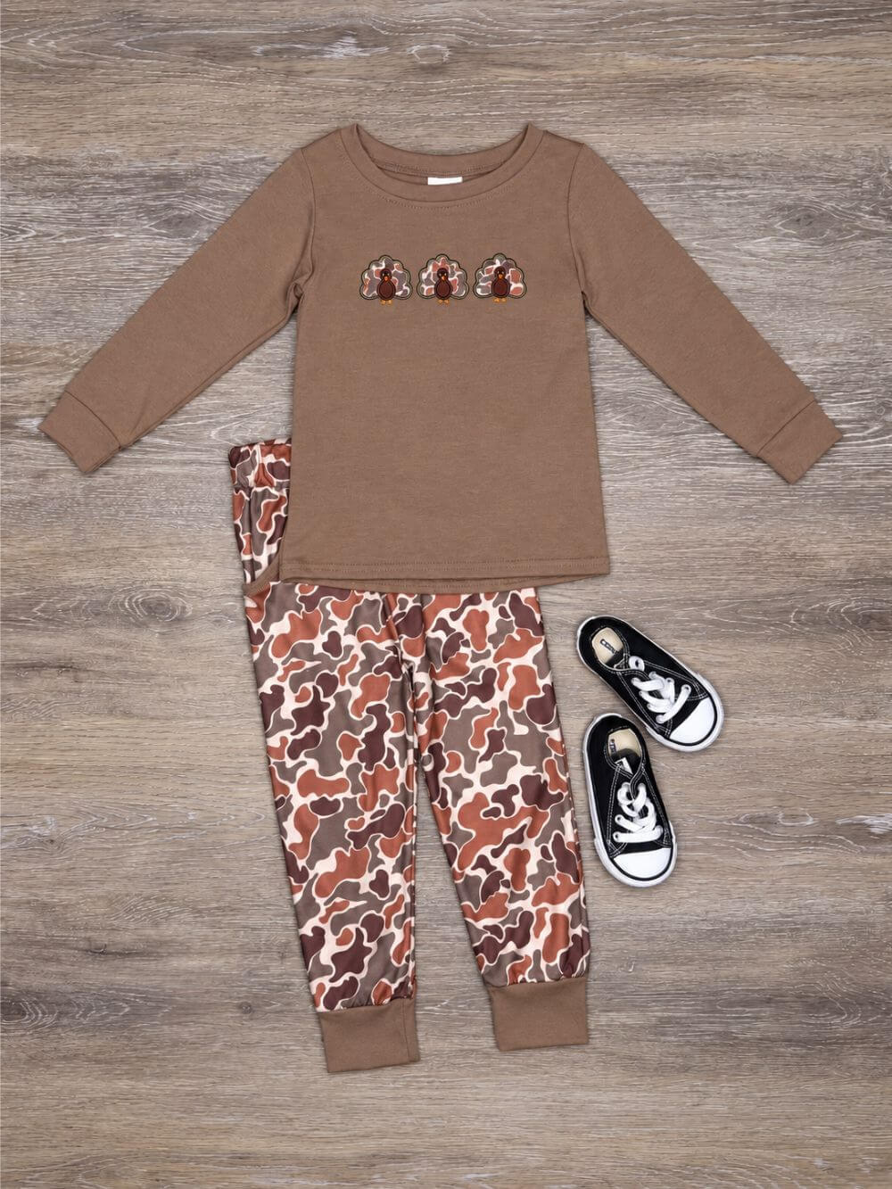Turkey Time Camo Boys Thanksgiving Jogger Outfit