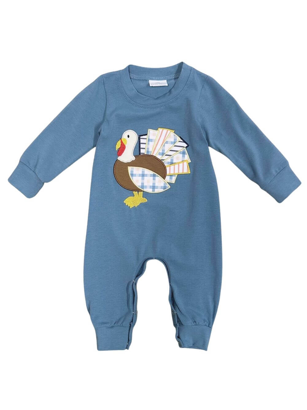 Turkey Time Cozy Blue Baby Romper - Sydney So Sweet