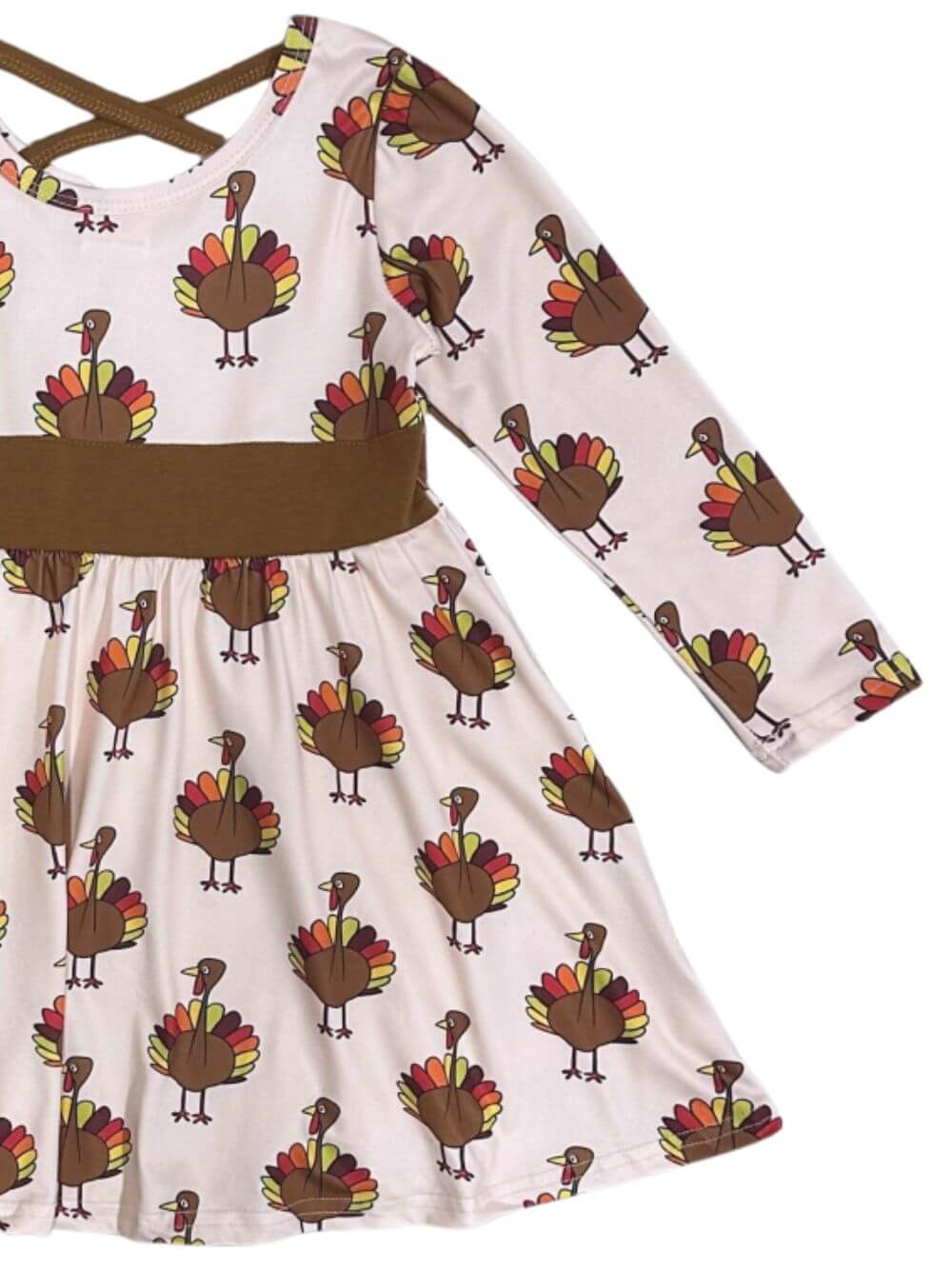 Turkey Trot Cross Back Girls Thanksgiving Dress - Sydney So Sweet