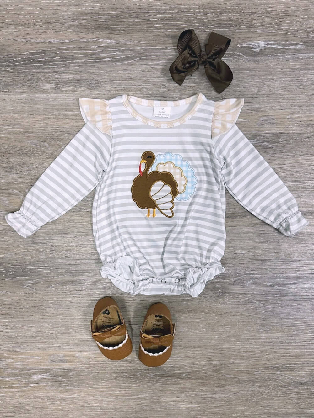 Turkey Snuggles Girls Thanksgiving Baby Bubble Romper - Sydney So Sweet
