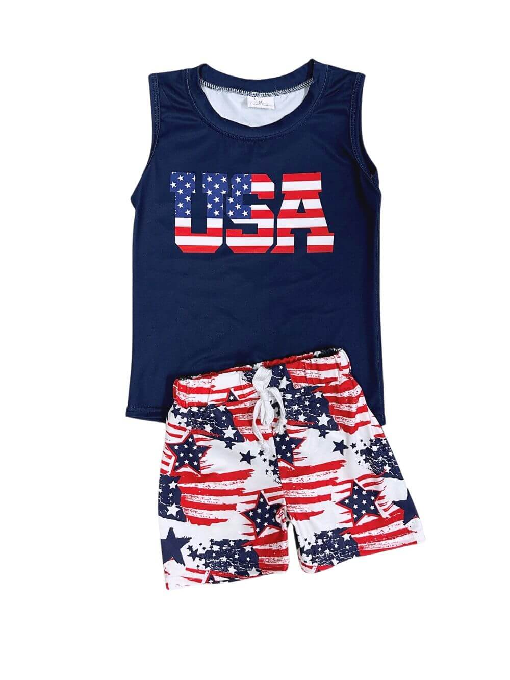 USA Vibes Boys 4th of July Tank Top & Flag Shorts Set - Sydney So Sweet