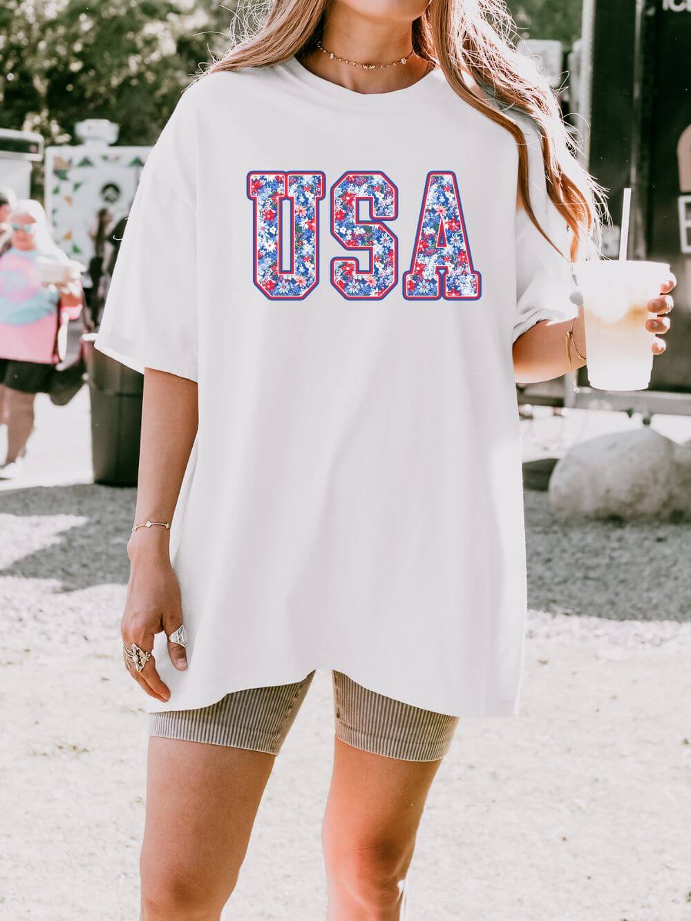 Patriotic Floral USA Unisex Comfort Colors Graphic T-Shirt - Sydney So Sweet