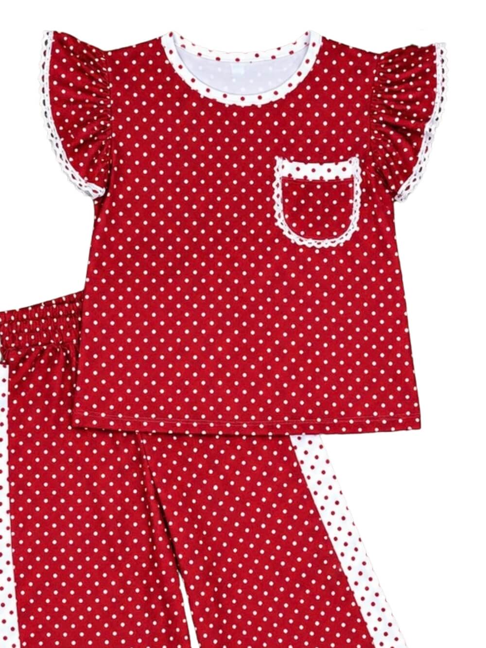 Vintage Charm Burgundy Girls Matching Set