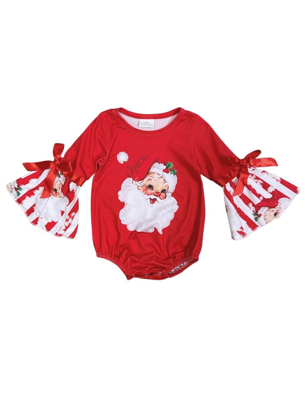Vintage Christmas Cheer Santa Girls Baby Bubble Romper - Sydney So Sweet