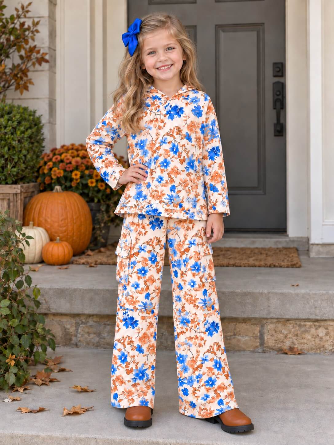 Vintage Wildflower Girls Hoodie Matching Set