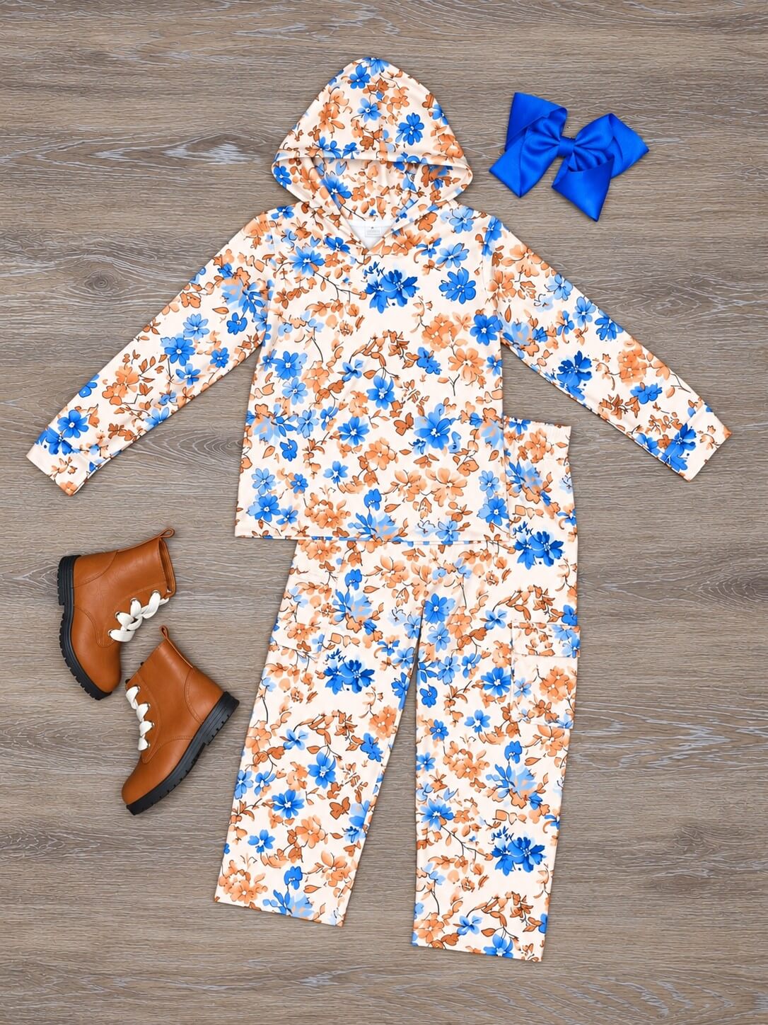 Vintage Wildflower Girls Hoodie Matching Set