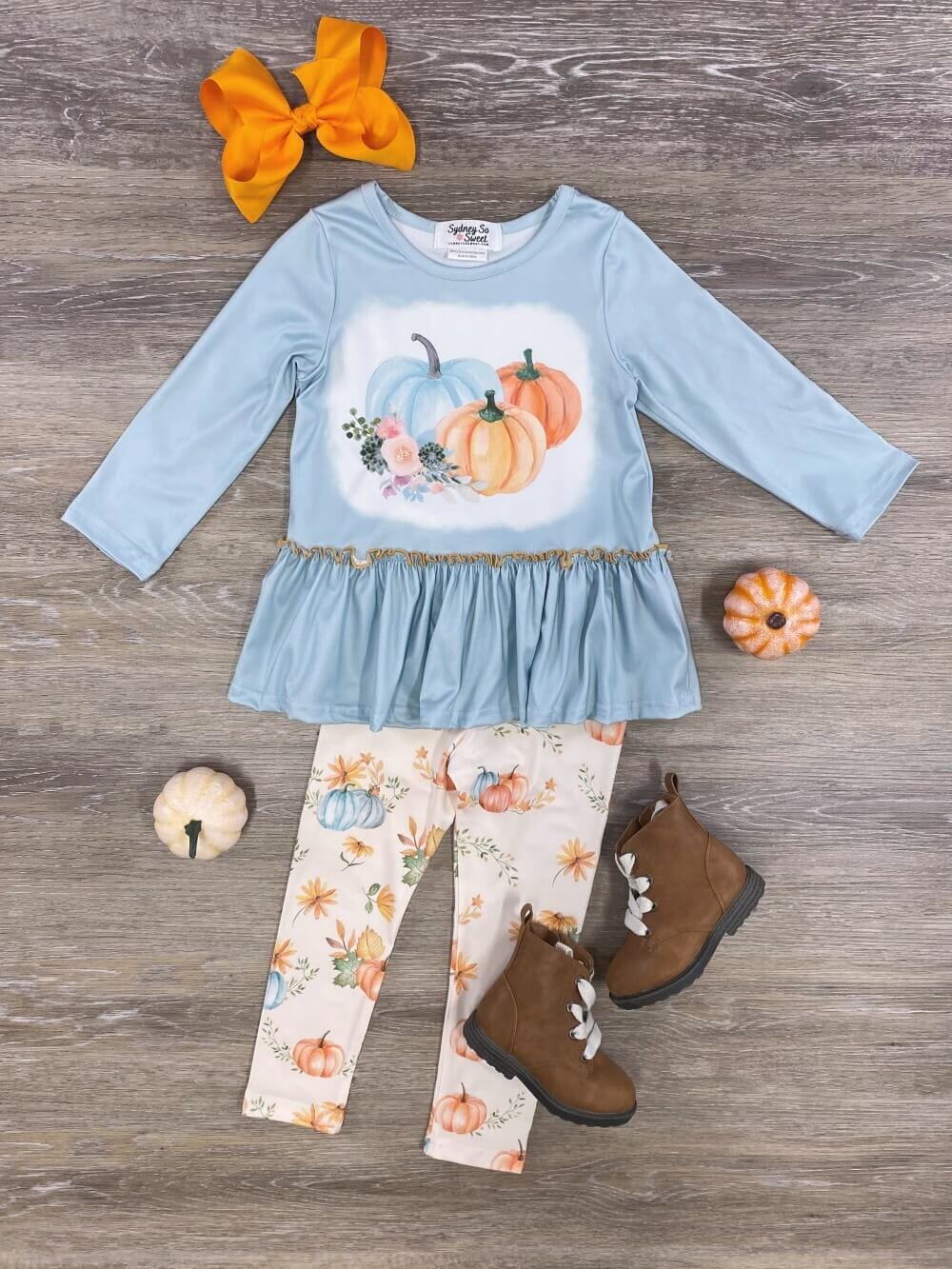 Watercolor Pumpkin Girls Tunic &amp; Leggings Set - Sydney So Sweet