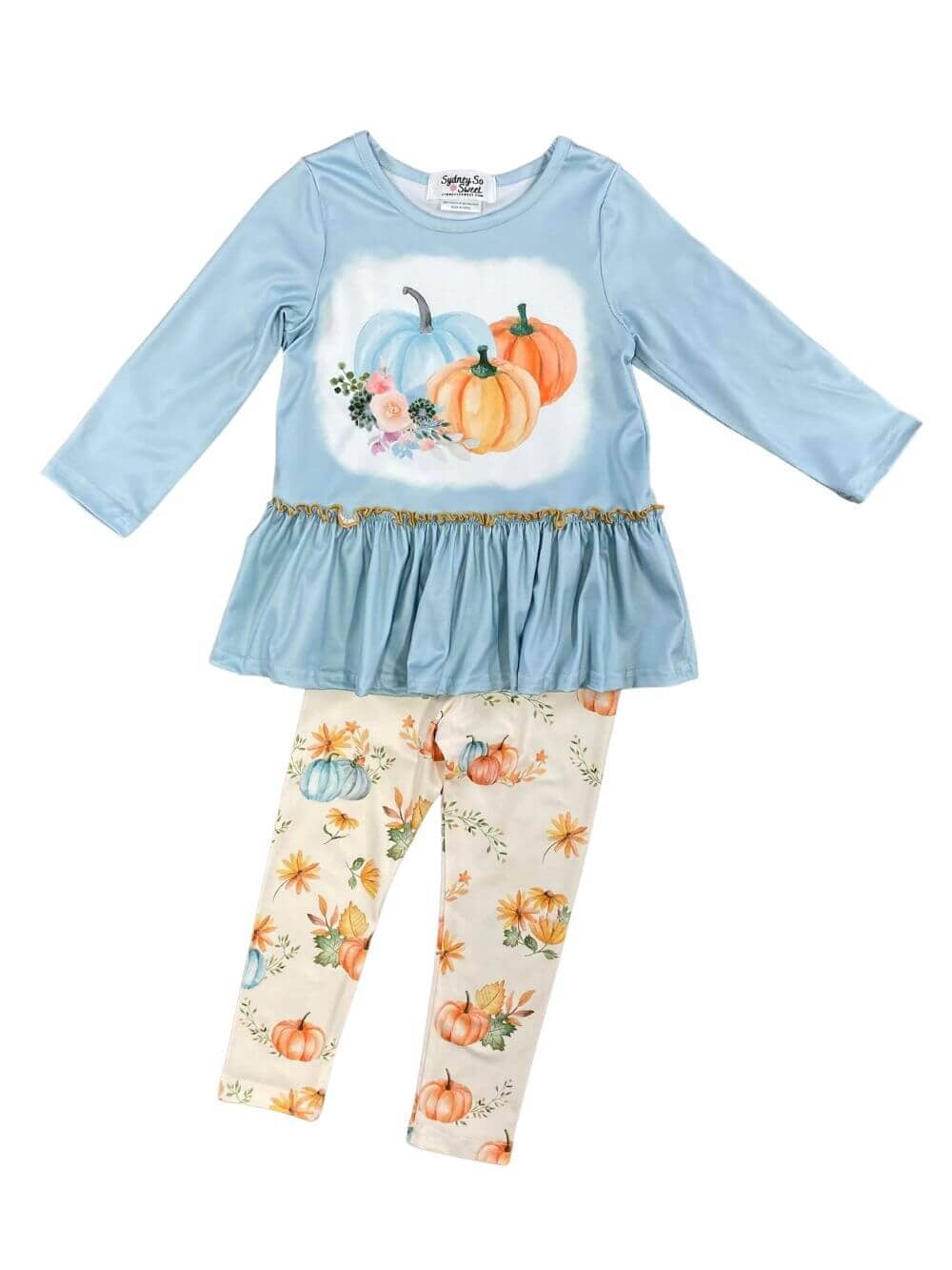 Watercolor Pumpkin Girls Tunic & Leggings Set - Sydney So Sweet