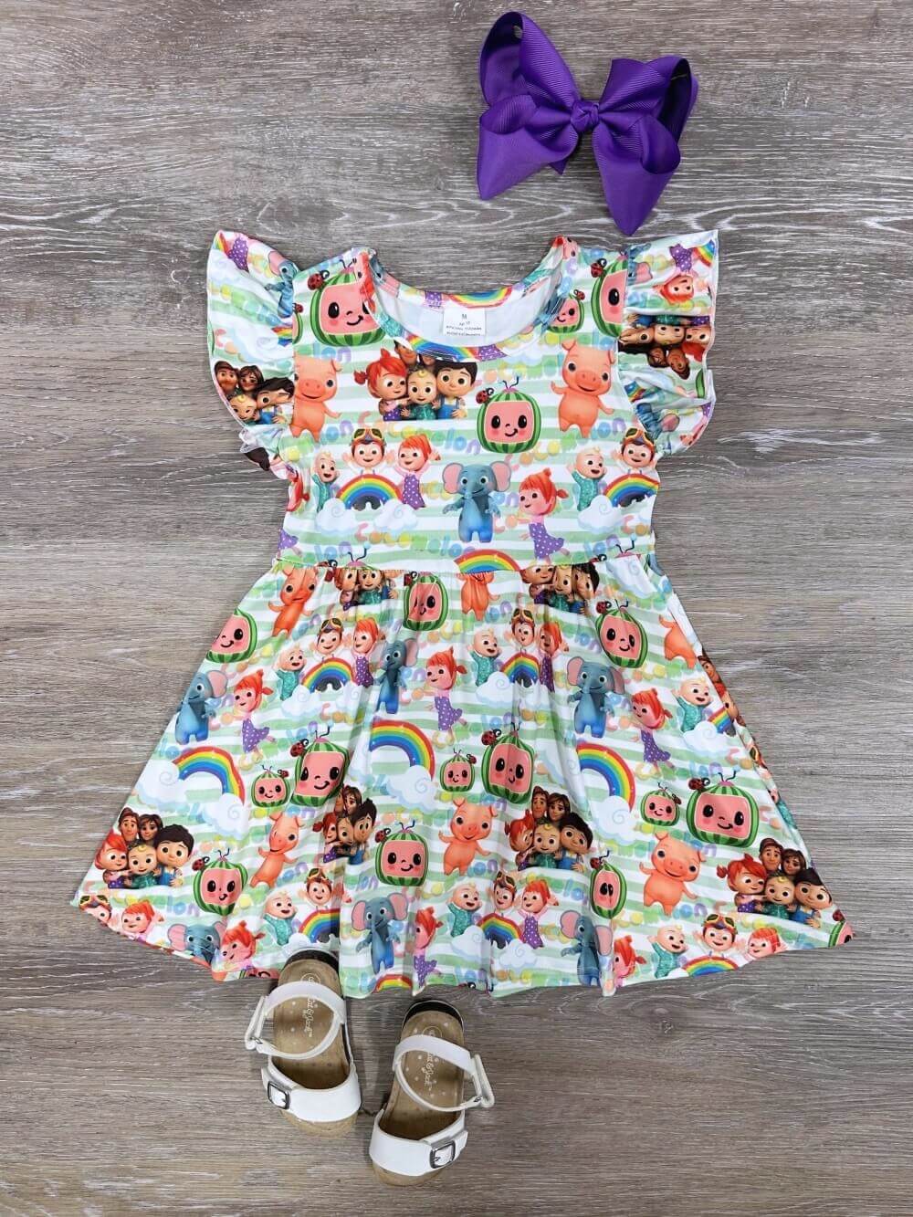 Watermelon Nursery Rhymes Colorful Girls Dress - Sydney So Sweet