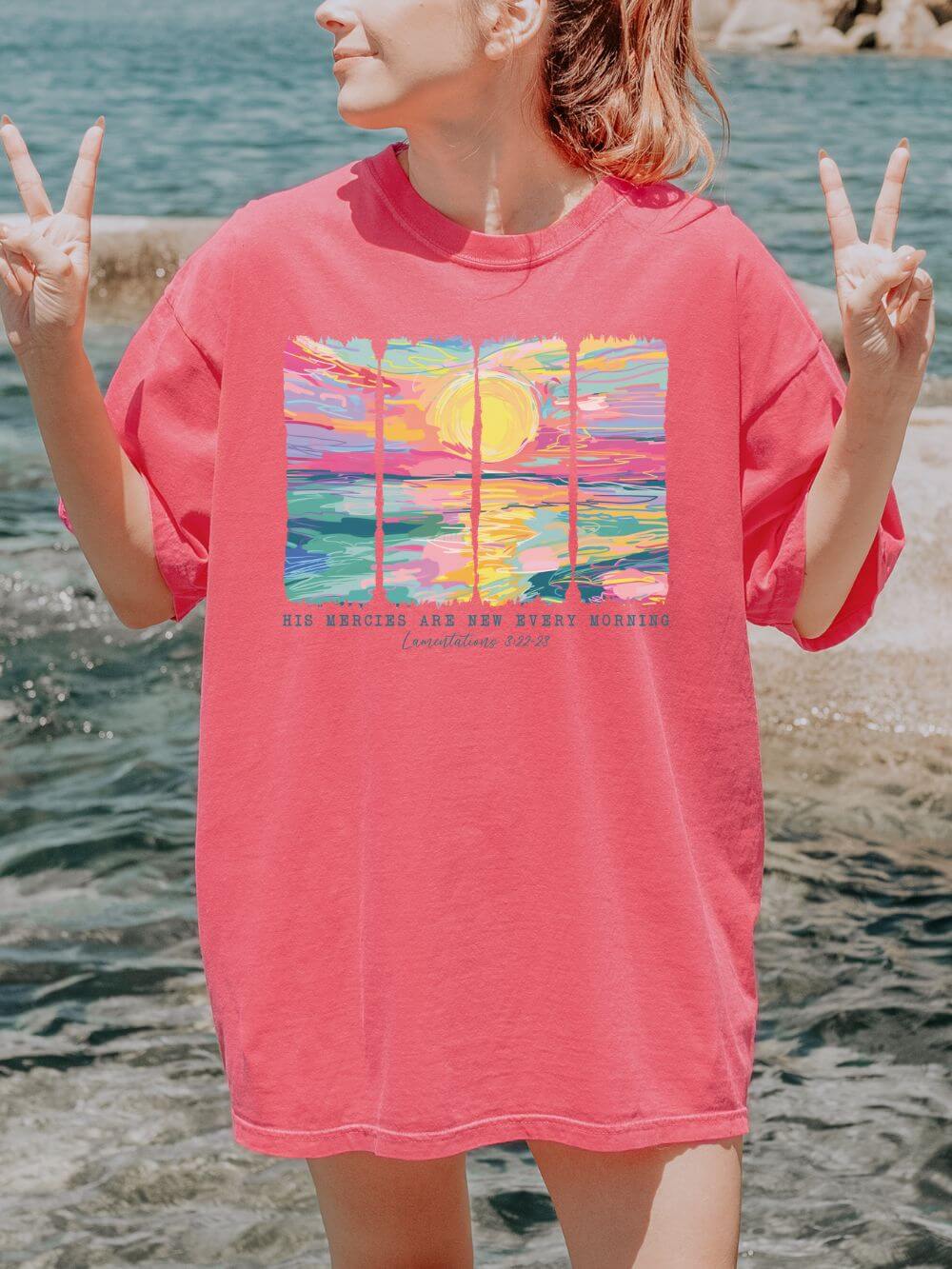 His Mercies are New Bible Verse Christian Unisex Comfort Colors Graphic T-Shirt - Sydney So Sweet