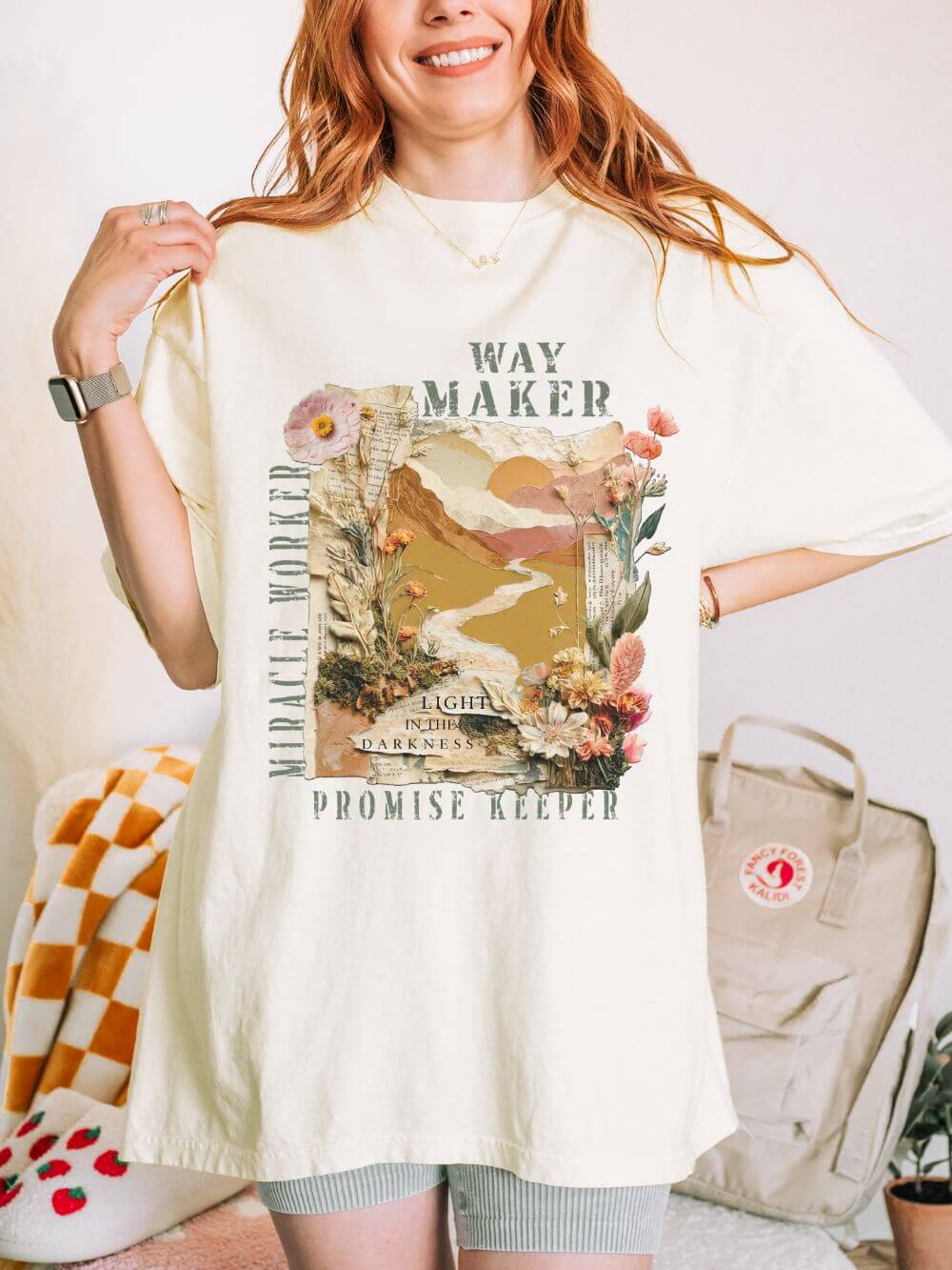 Way Maker Promise Keeper Floral Graphic T-Shirt Christian Inspirational Tee