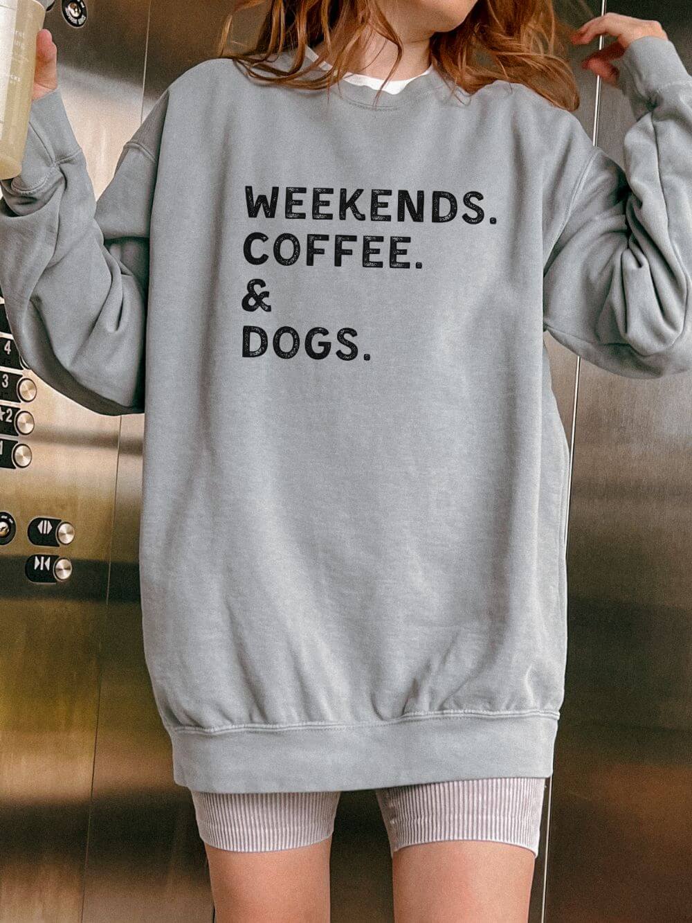 Weekends, Coffee, & Dogs Comfort Colors Crew Neck Pullover Unisex Sweatshirt
