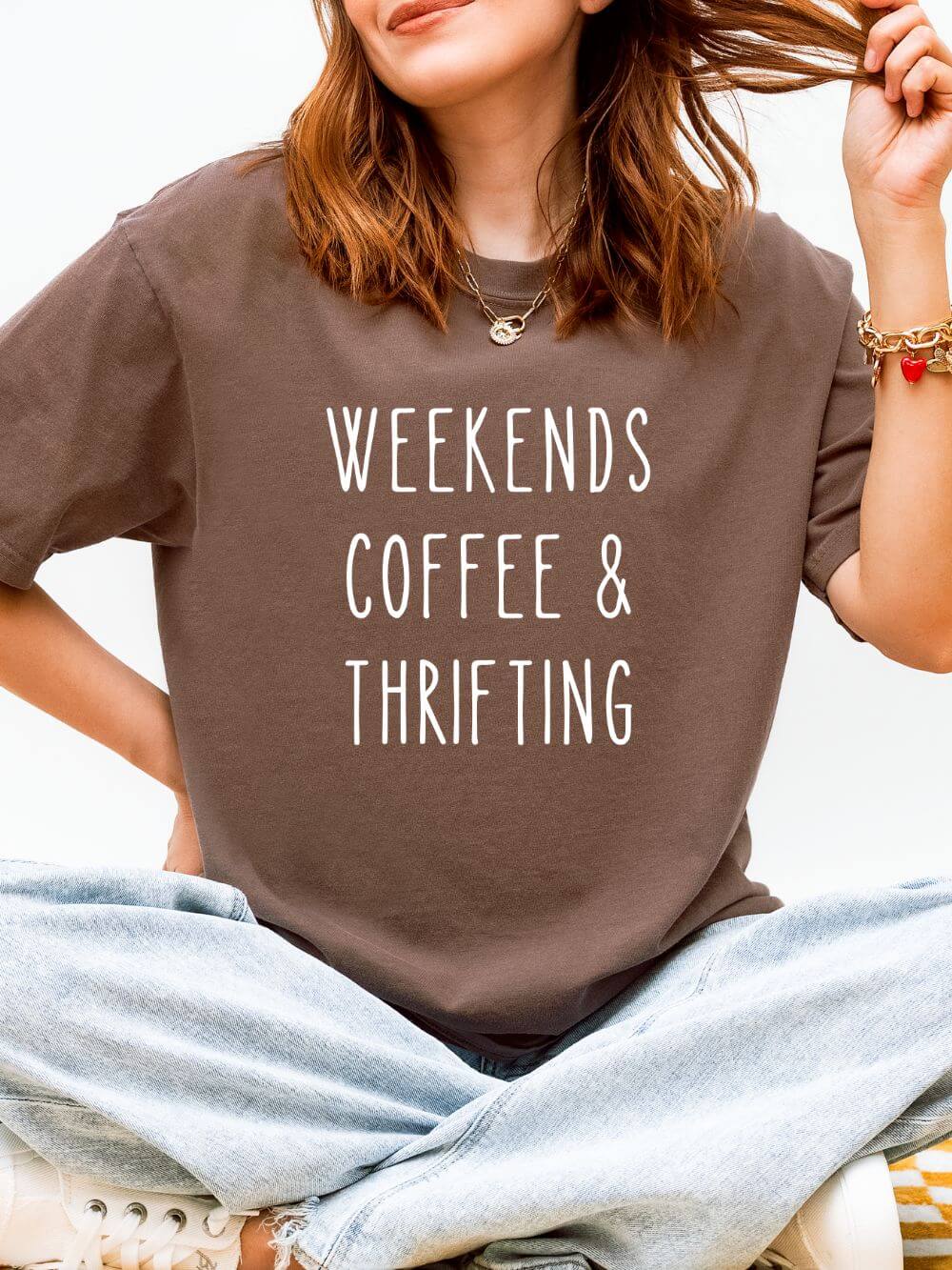 Weekends Coffee & Thrifting T-Shirt Graphic Unisex Tee - Sydney So Sweet