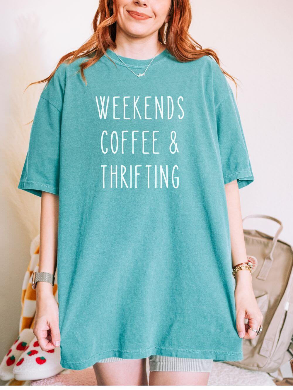 Weekends Coffee & Thrifting T-Shirt Graphic Unisex Tee - Sydney So Sweet