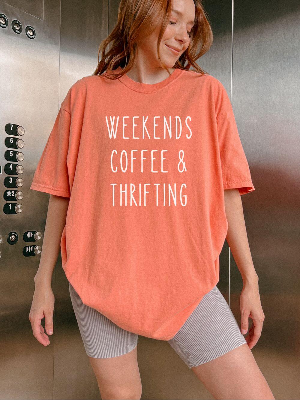 Weekends Coffee & Thrifting T-Shirt Graphic Unisex Tee - Sydney So Sweet