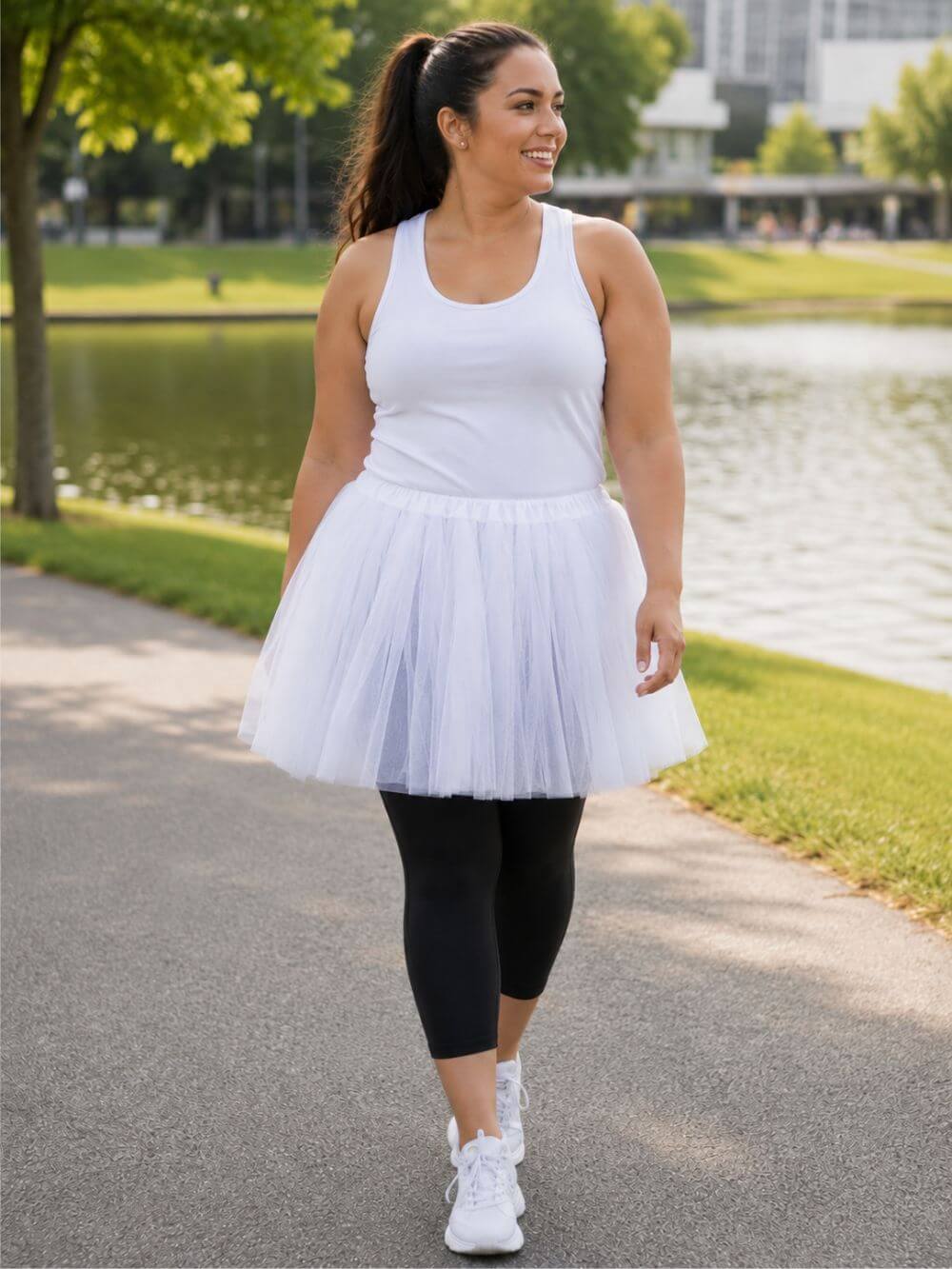 White Plus Size Adult Tutu Skirt - Women's Plus Size 3- Layer Basic Ballet Costume Dance Tutus