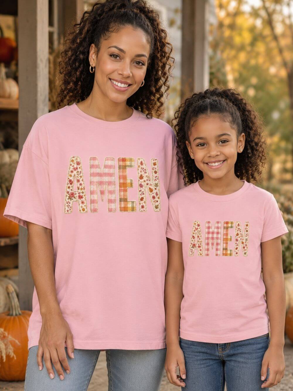 AMEN Floral Plaid Tee Women's Christian Graphic T-Shirt