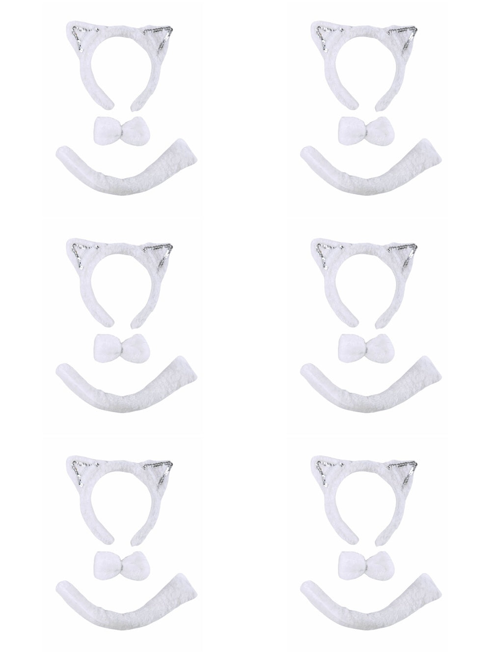 White Cat Girls Headband Ears, Kid or Adult Size Costume Accessories