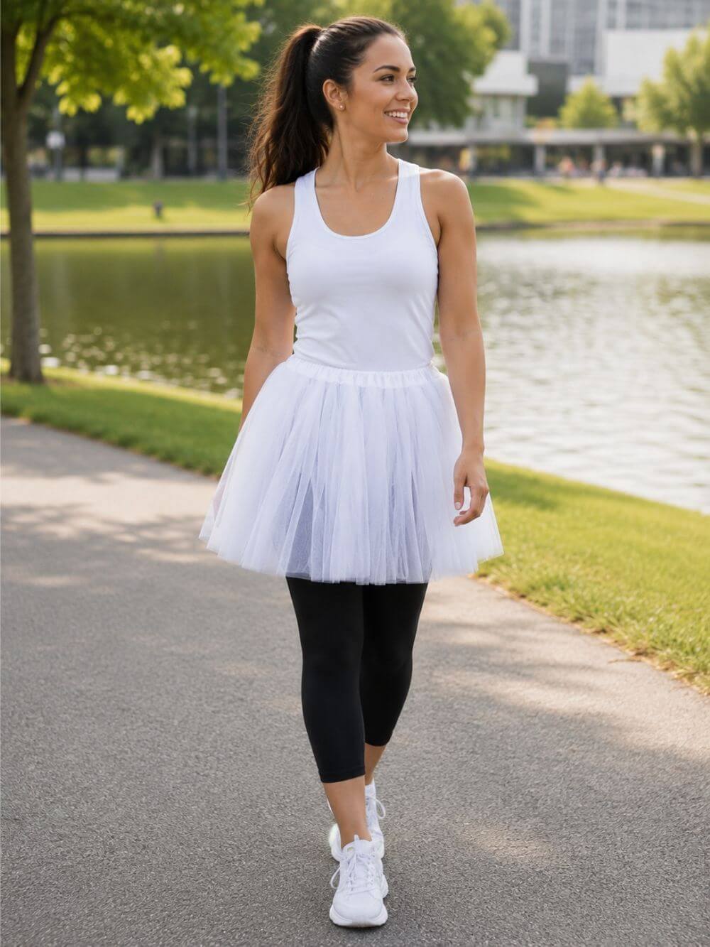 White Tutu Skirt for Women – 3-Layer Tulle Ballet Skirt for Costume, Dress-Up, Dance, & Cosplay