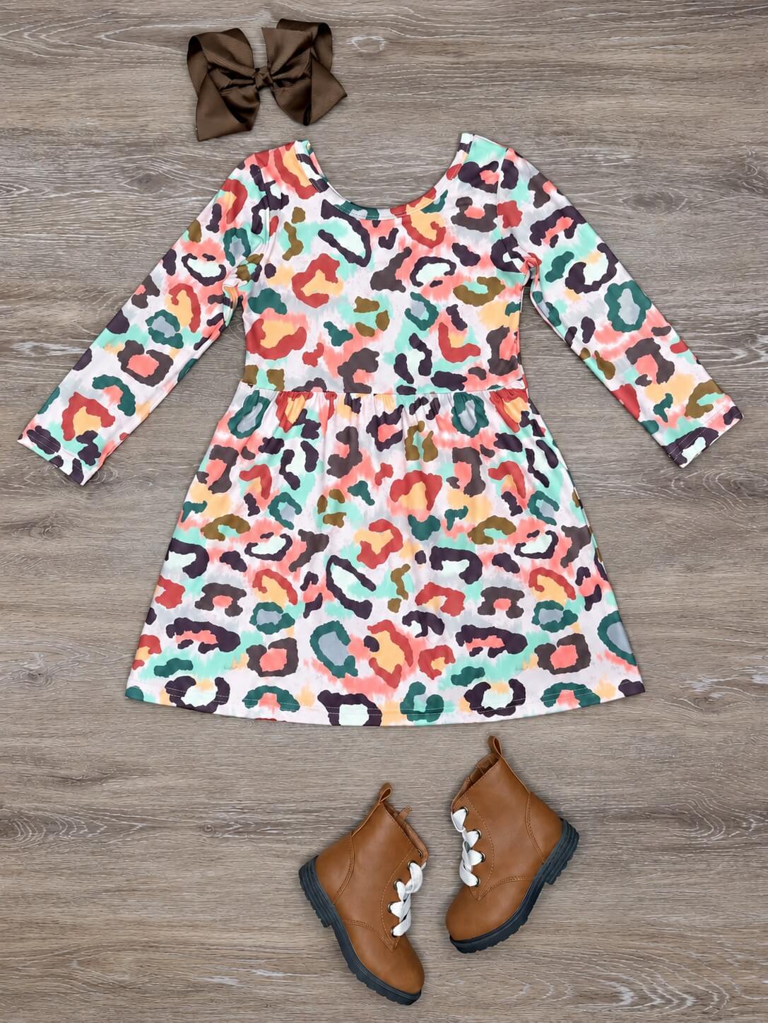 Wild About Fall Girls Leopard Print Dress