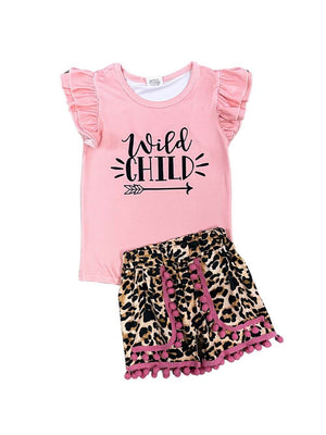 Wild Child Cheetah Pom Pom Girls Shorts Outfit - Sydney So Sweet