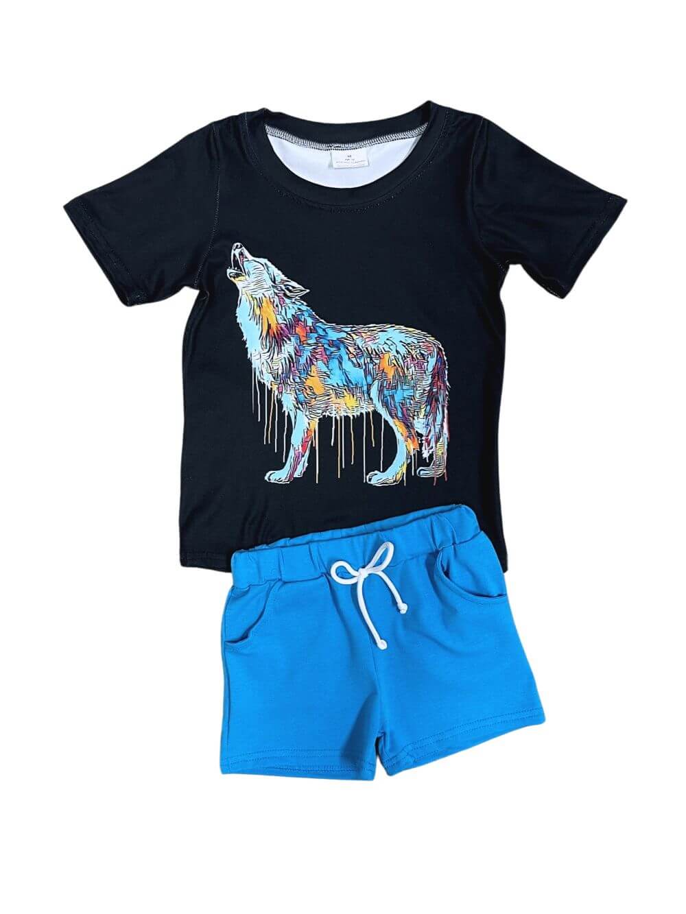 Wild Streak Boys Painted Wolf Shorts Outfit - Sydney So Sweet