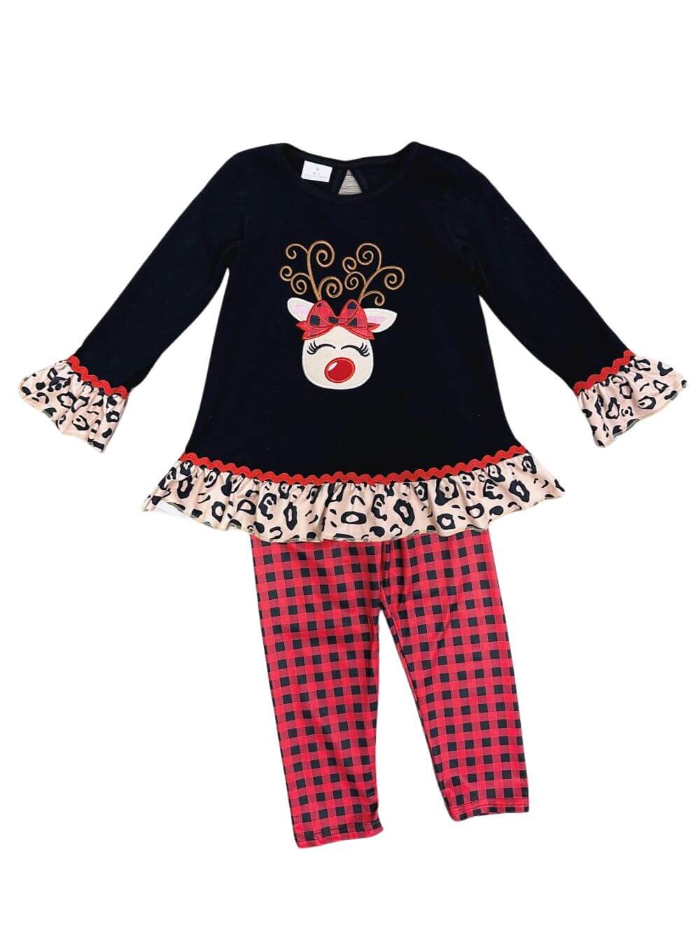 Wild Thing Girls Red Nosed Reindeer Pants & Tunic Outfit - Sydney So Sweet