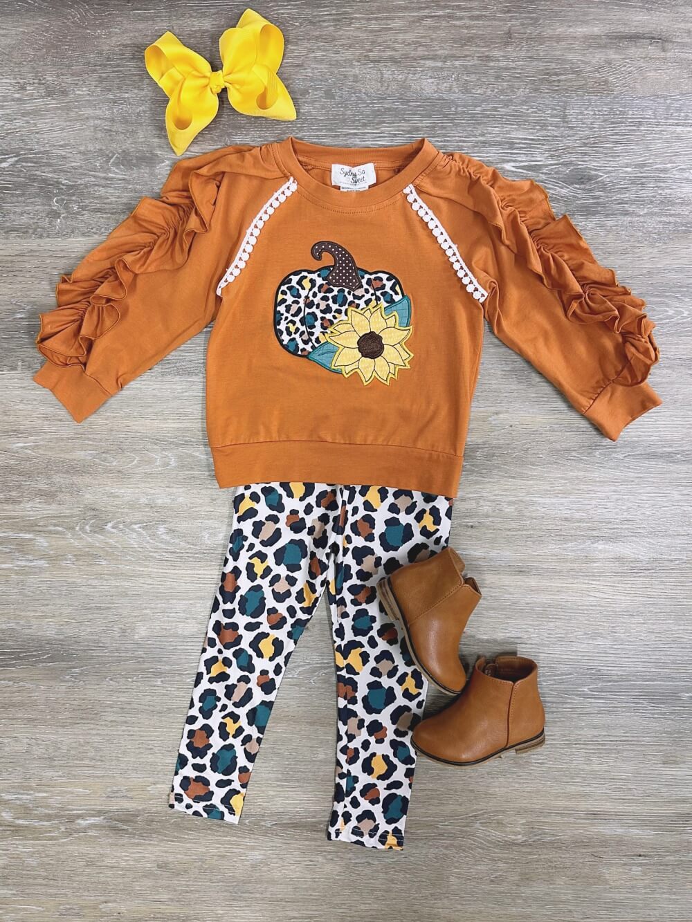 Wild About Fall Ruffle Sleeve Girls Leggings Outfit - Sydney So Sweet