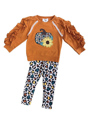 Wild About Fall Ruffle Sleeve Girls Leggings Outfit - Sydney So Sweet